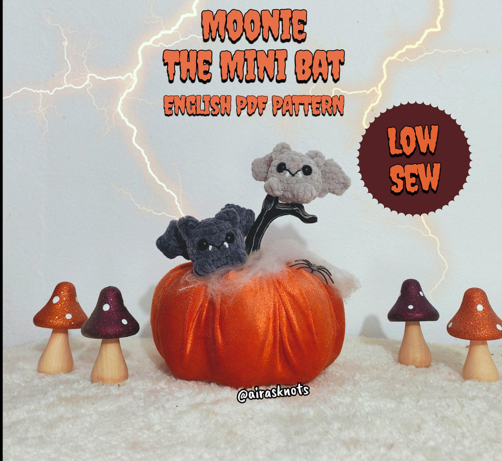 Moonie the Mini Bat Low Sew Amigurumi PDF Pattern in English