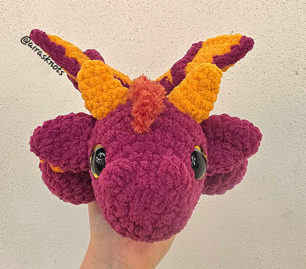 Burgundy & Yellow Crochet Dragon