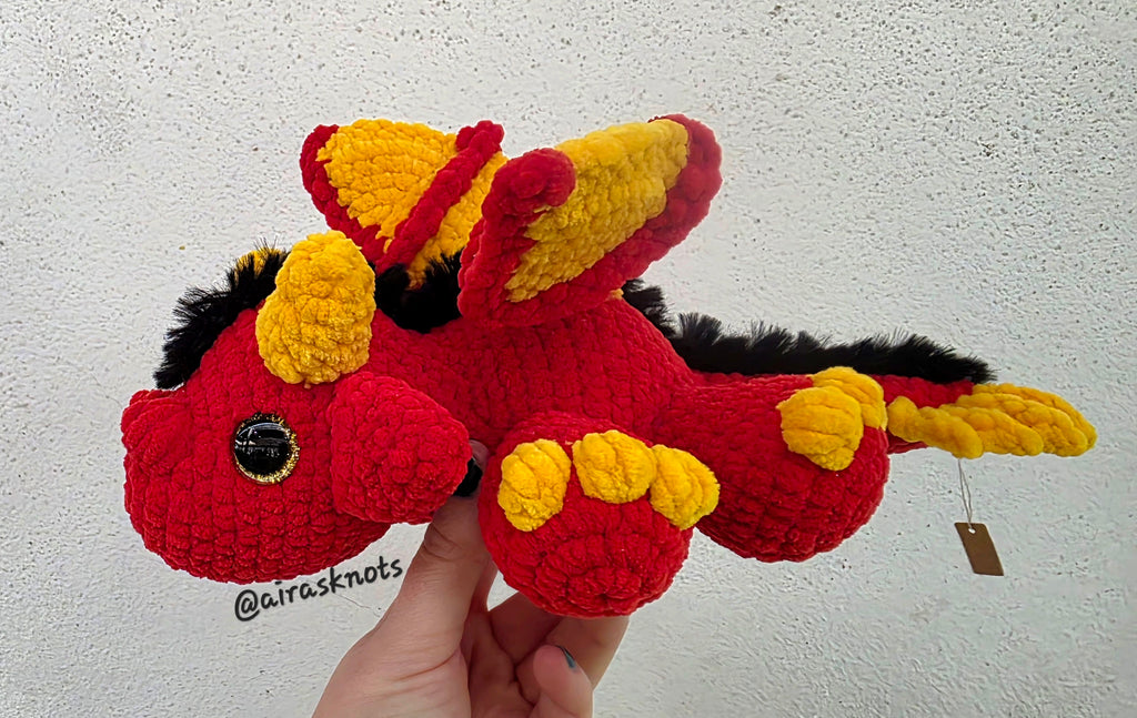 Red & Yellow Crochet Dragon
