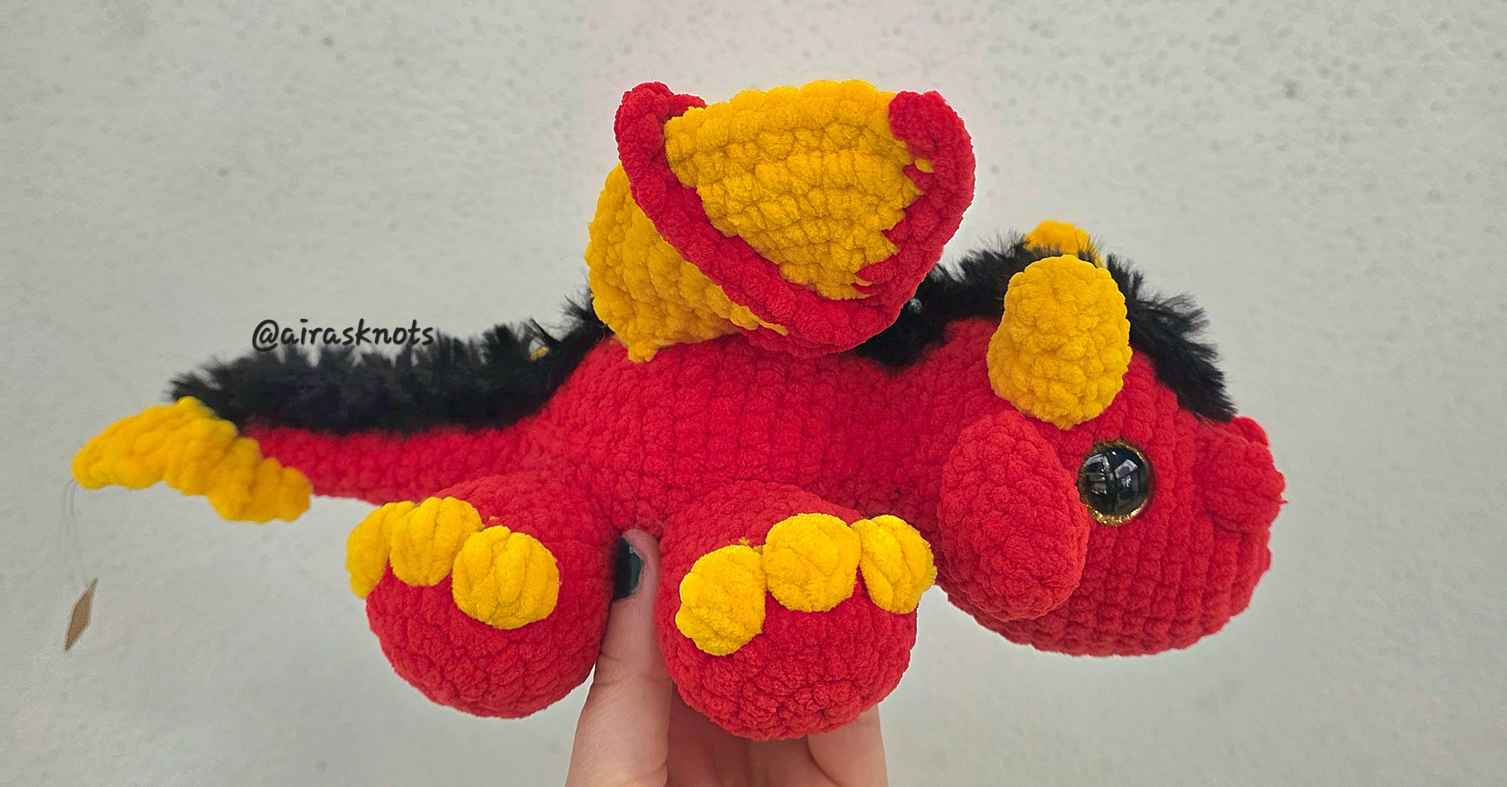 Red & Yellow Crochet Dragon