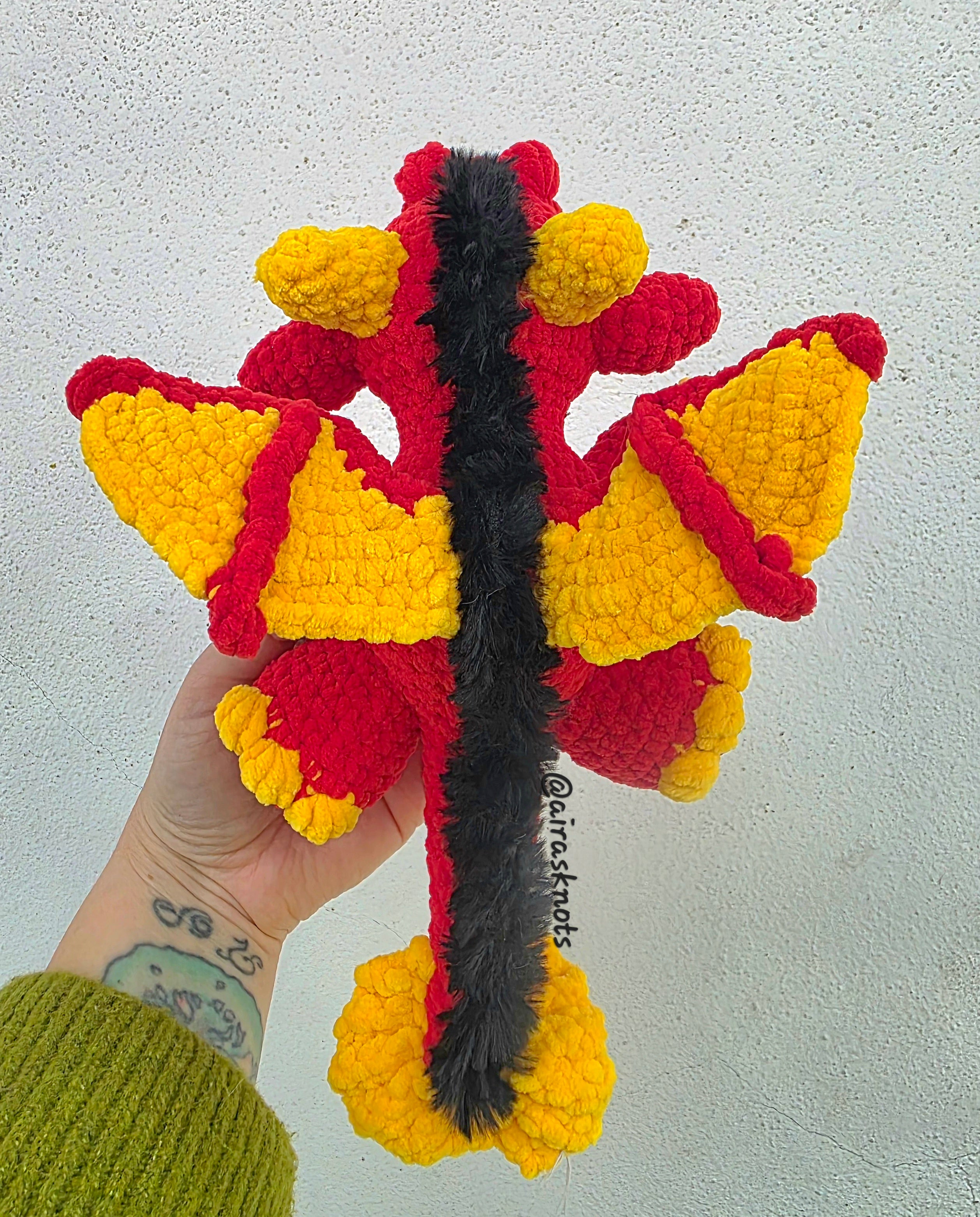 Red & Yellow Crochet Dragon