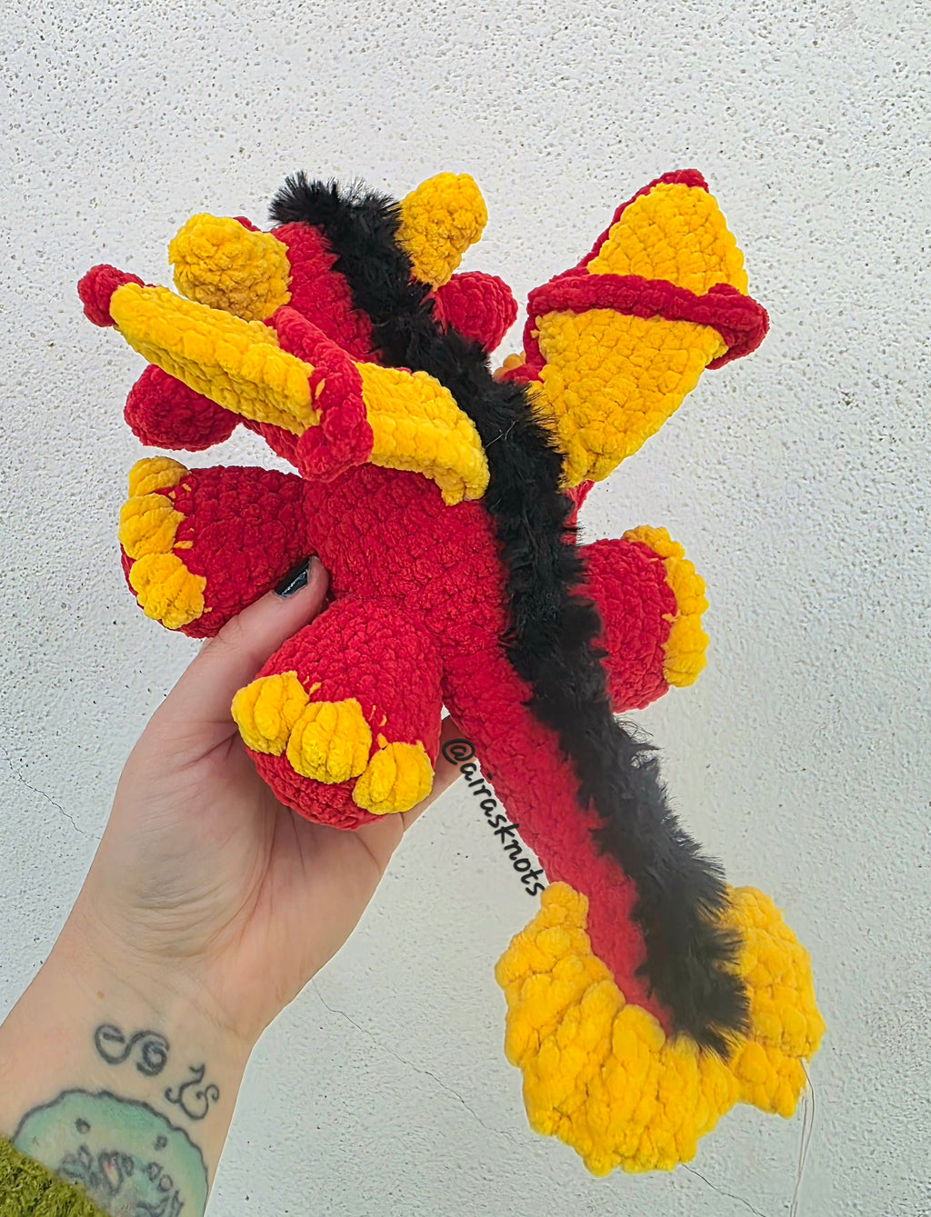 Red & Yellow Crochet Dragon