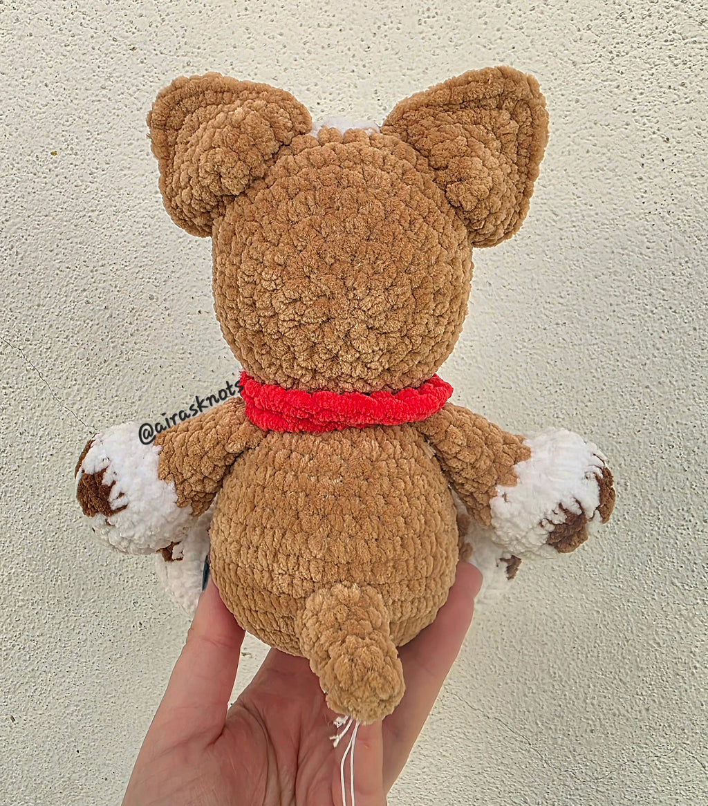 Crochet Corgi Puppy with Red Collar