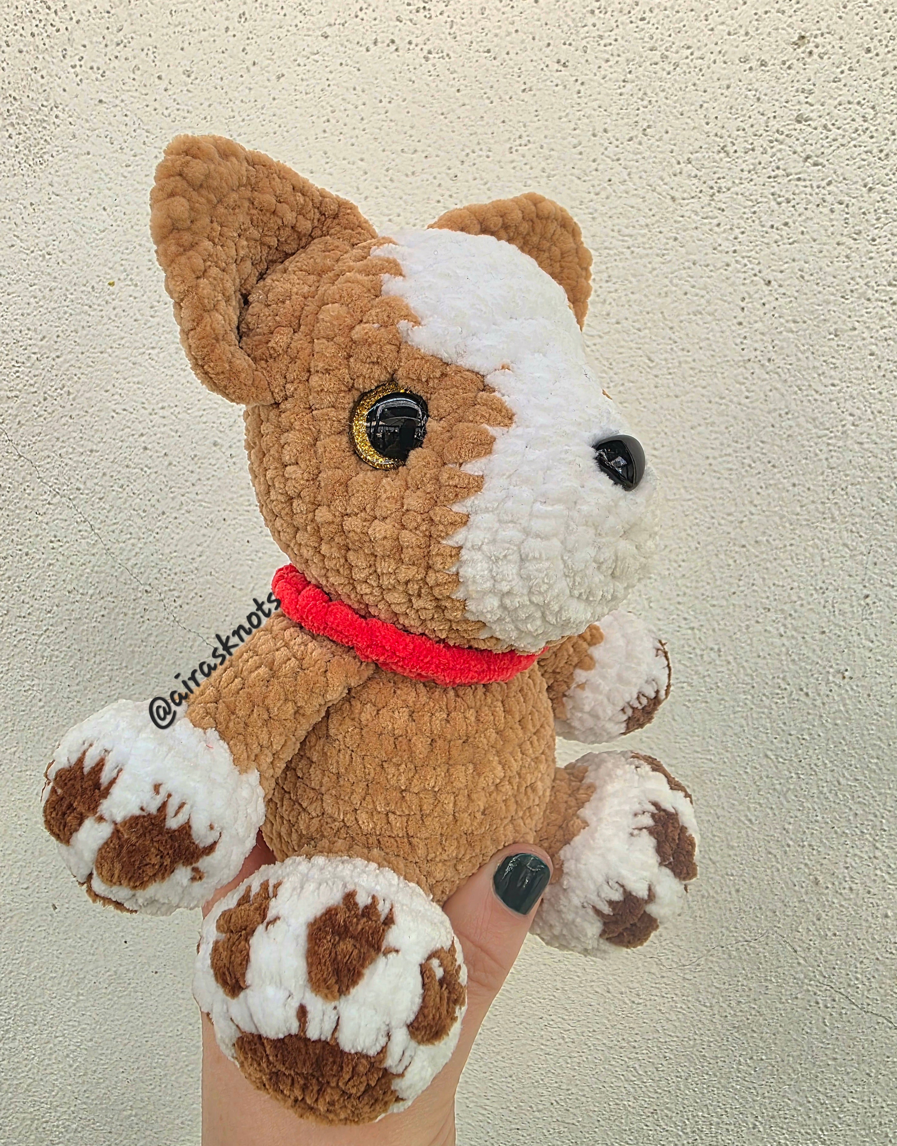 Crochet Corgi Puppy with Red Collar