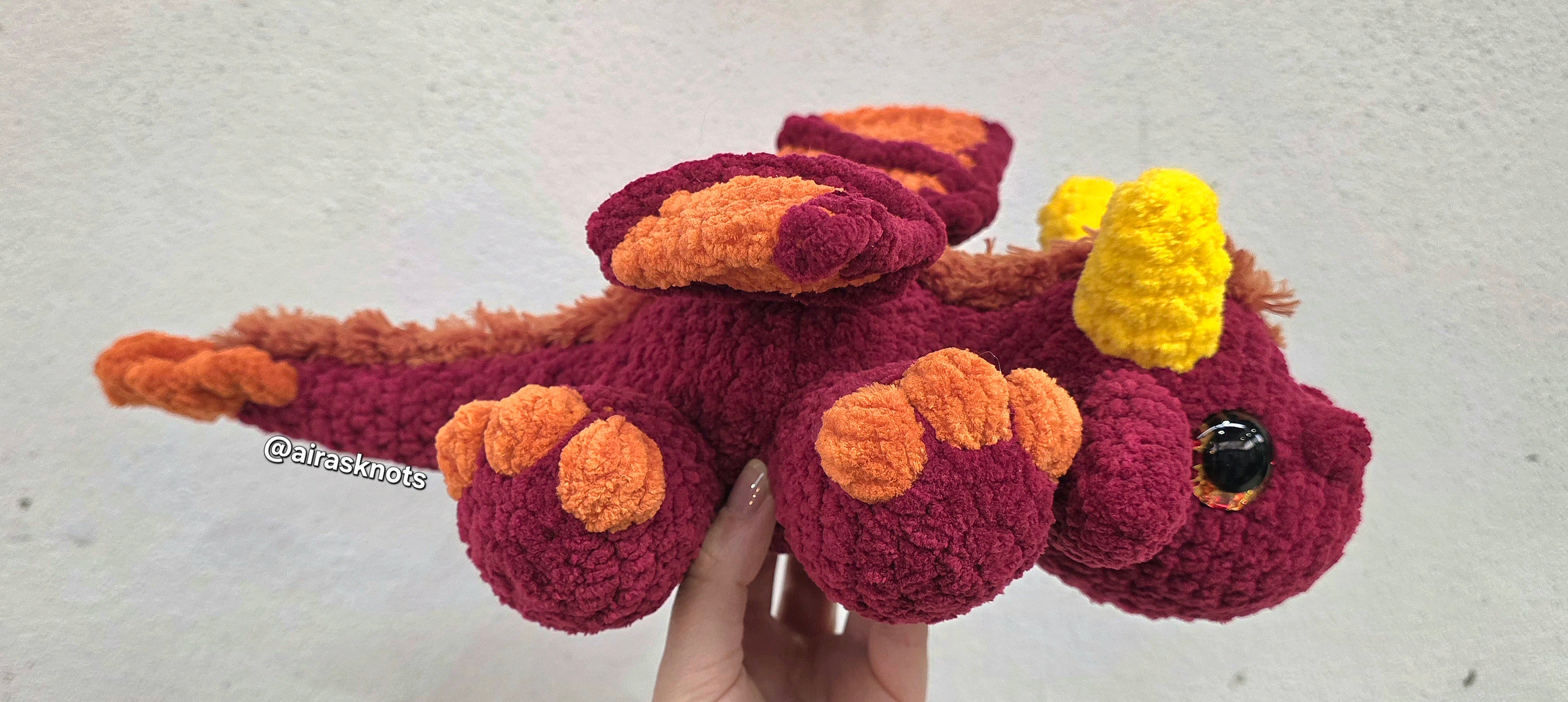 Red & Orange Crochet Dragon