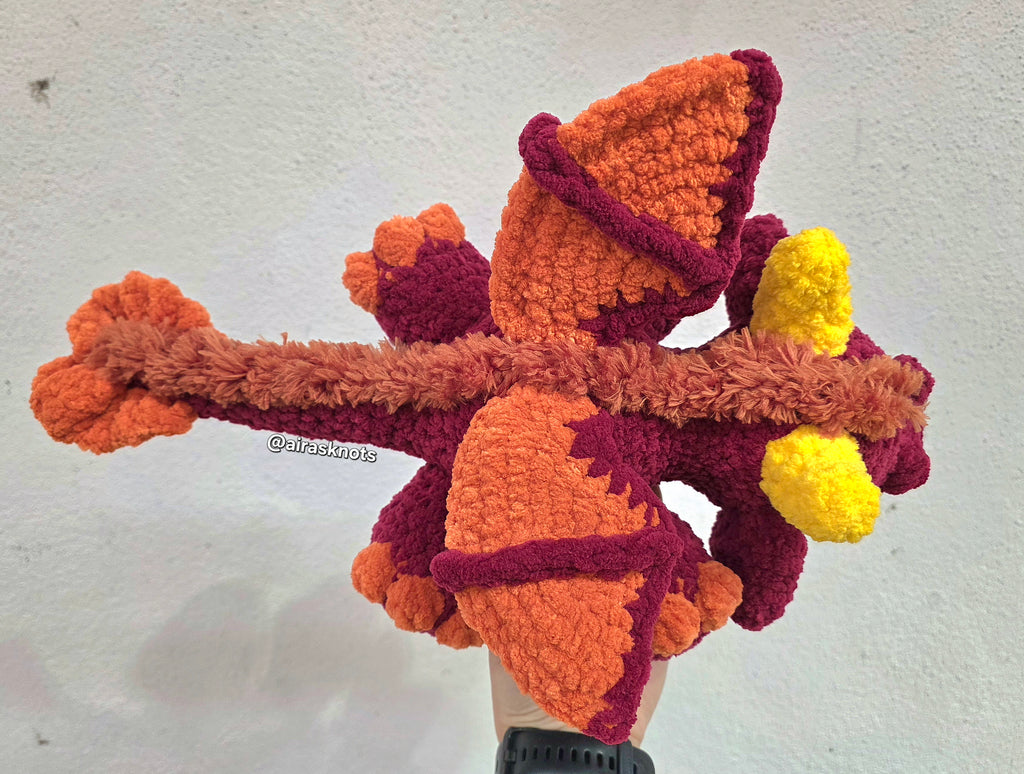 Red & Orange Crochet Dragon
