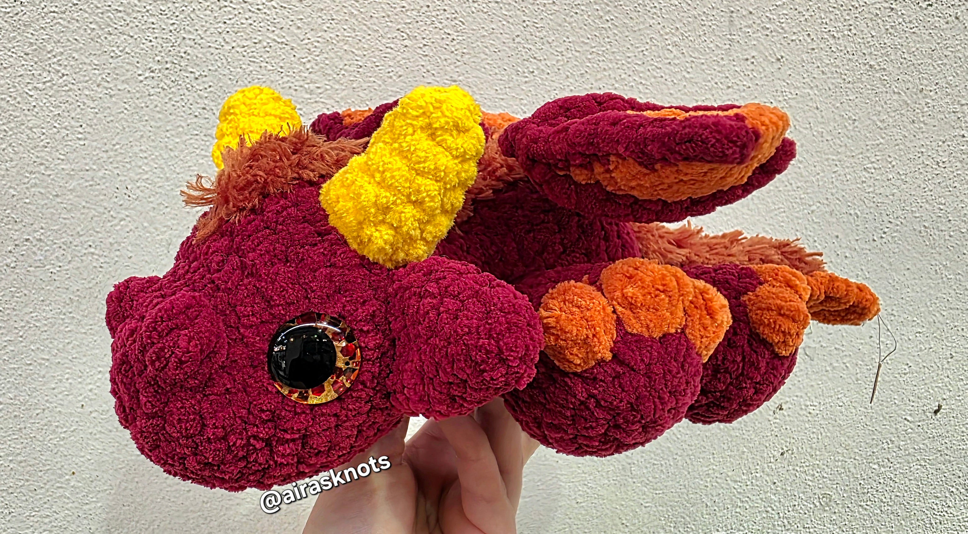 Red & Orange Crochet Dragon