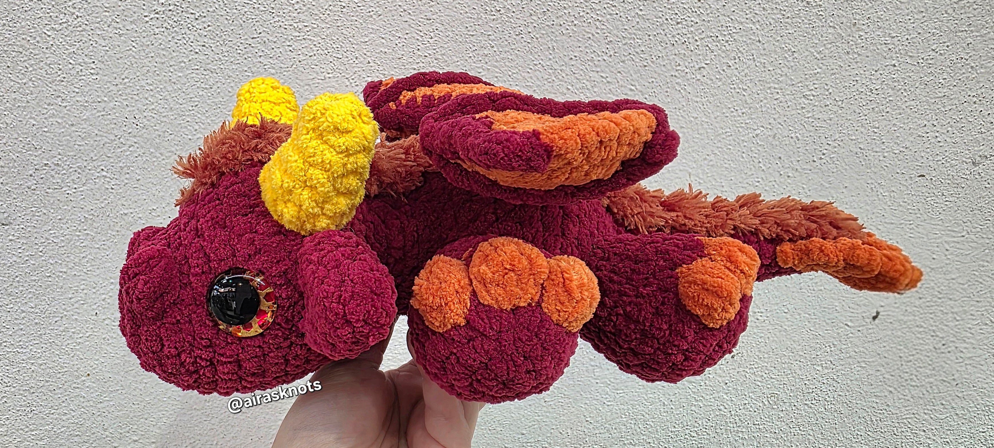 Red & Orange Crochet Dragon