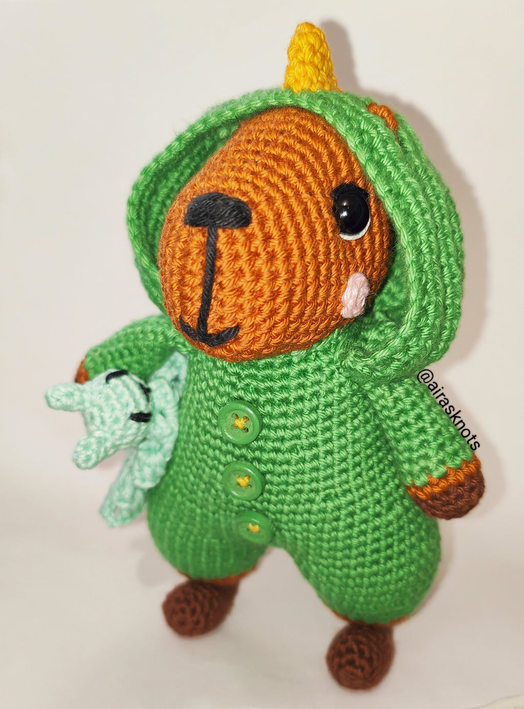Capi the Capibara in a Dino Pyjama Amigurumi PDF Pattern English