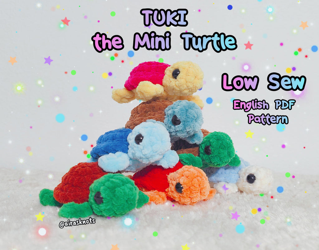Tuki the Mini Turtle Low Sew Amigurumi PDF Pattern in English