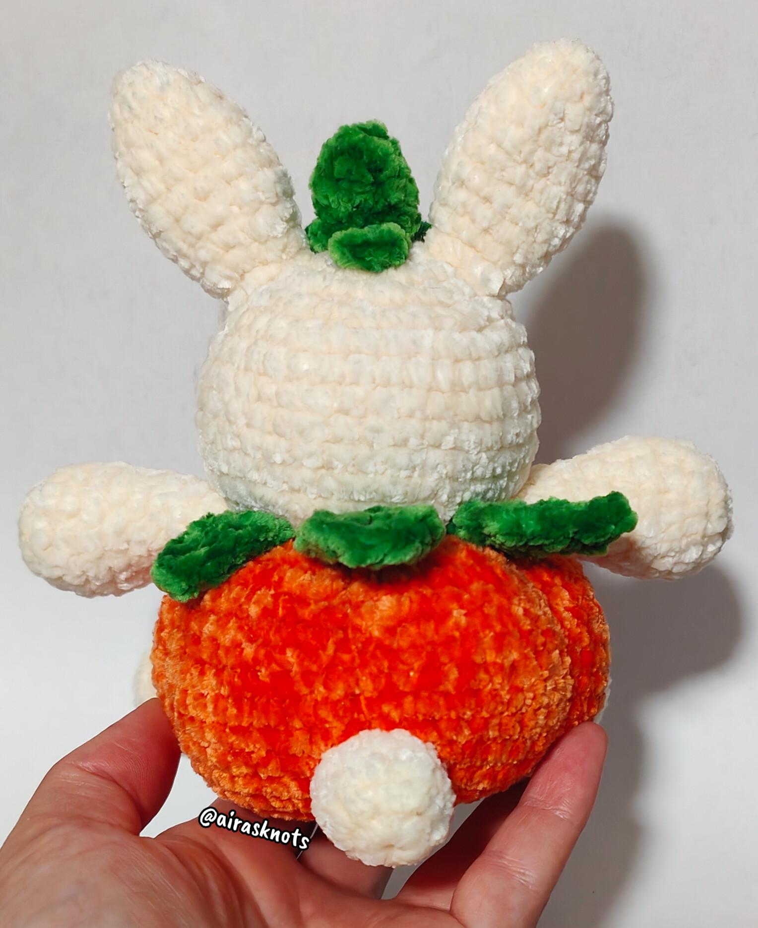 Molde PDF de amigurumi de coelho abóbora Puffkin em inglês