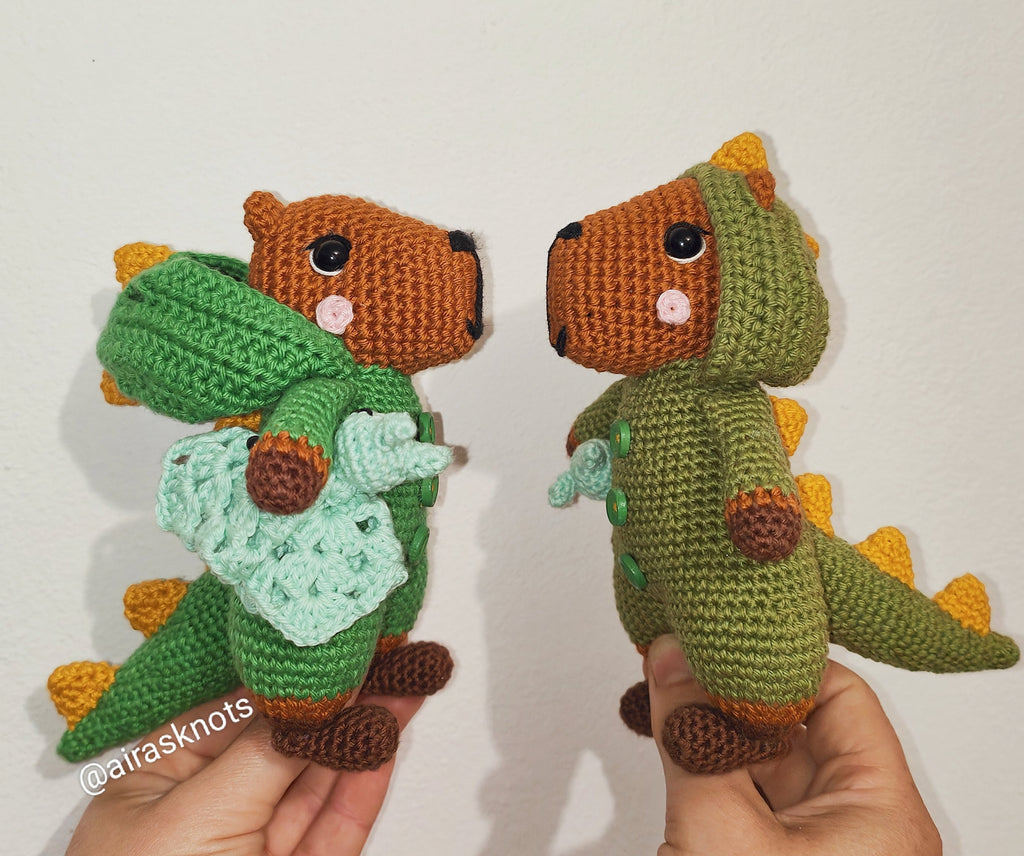 Capi the Capibara in a Dino Pyjama Amigurumi PDF Pattern English