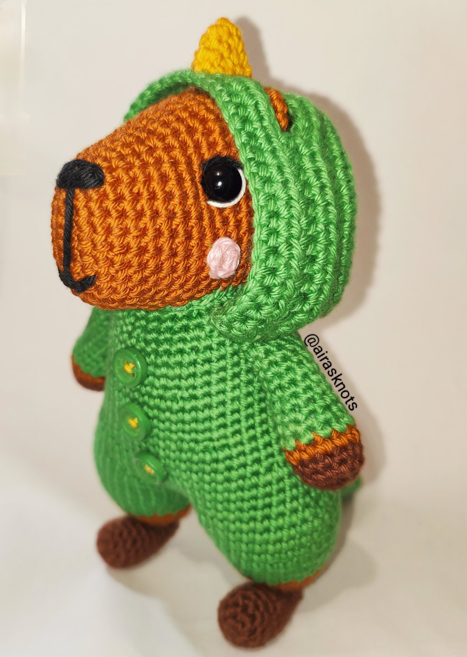 Capi the Capibara in a Dino Pyjama Amigurumi PDF Pattern English